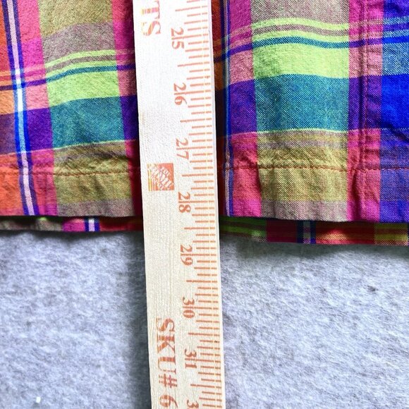 Carolina Colours Women’s 22W 3X Plaid Button Up Shirt Multi-Color Short Sleeve - Picture 7 of 15